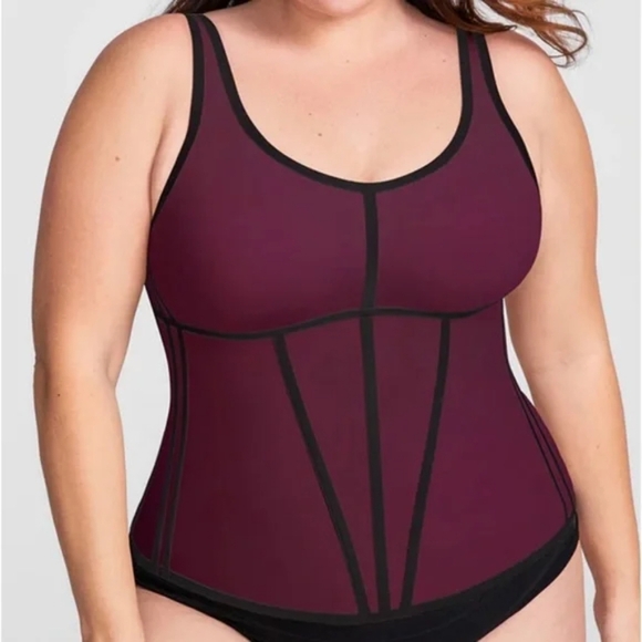NWT HONEYLOVE Boldness Tank Fig Black Shapewear Waist Cincher Curvy Control XL